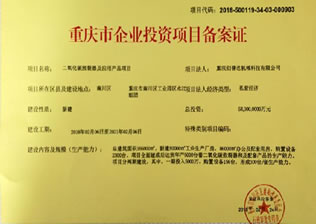 重慶市企業投資項目備案證